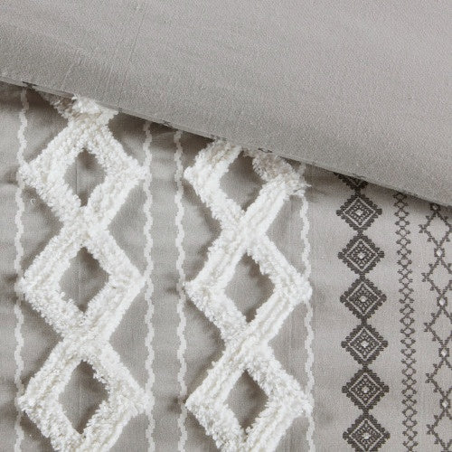 Full Queen Cotton Printed Duvet Cover Set With Chenille - Patrian Supply Co.