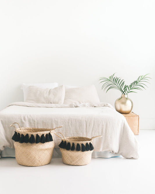 Black Tasseled Belly Baskets - Patrian Supply Co.