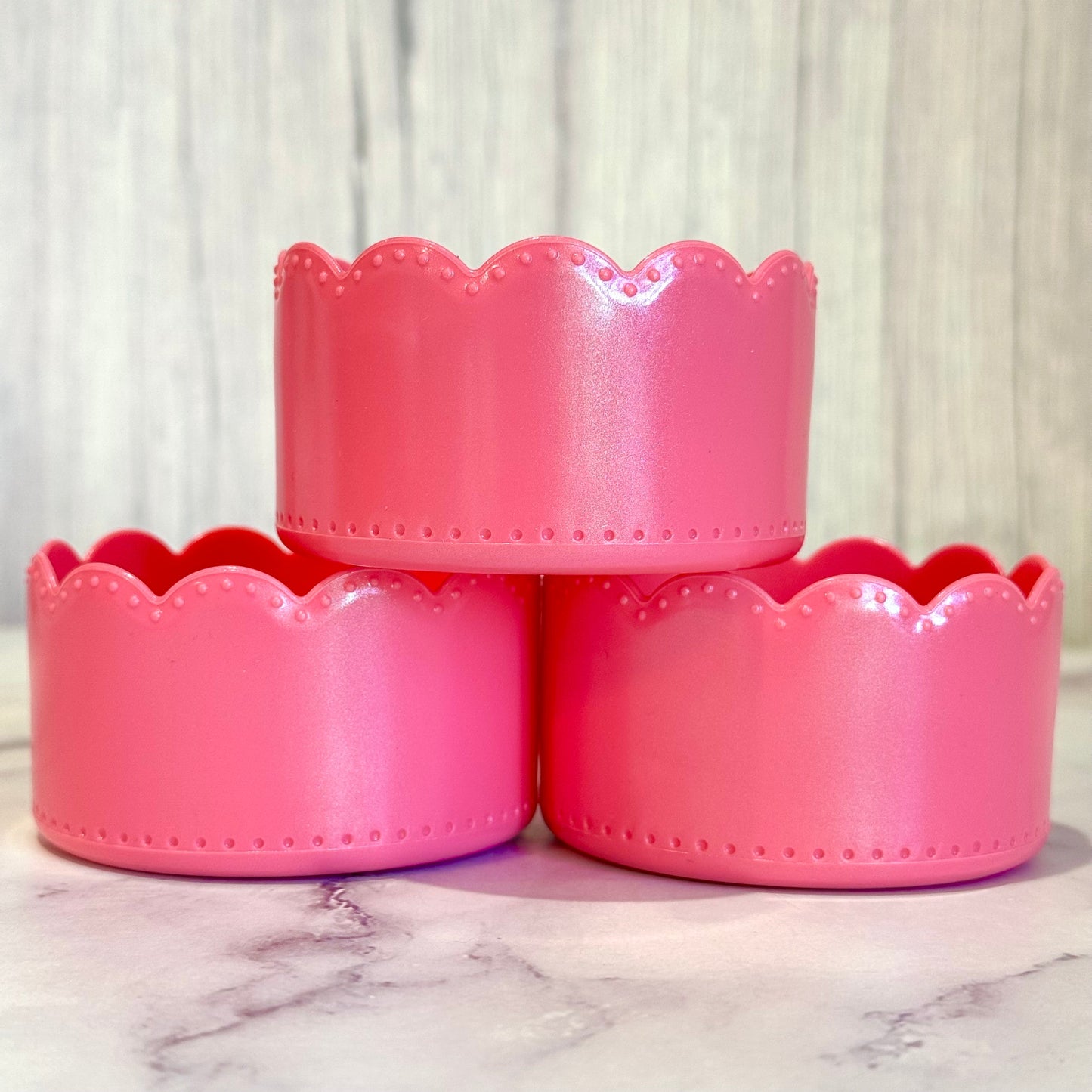 Glinda Pink Shimmer Scallop Tumbler Boot -fits 20-40oz New!