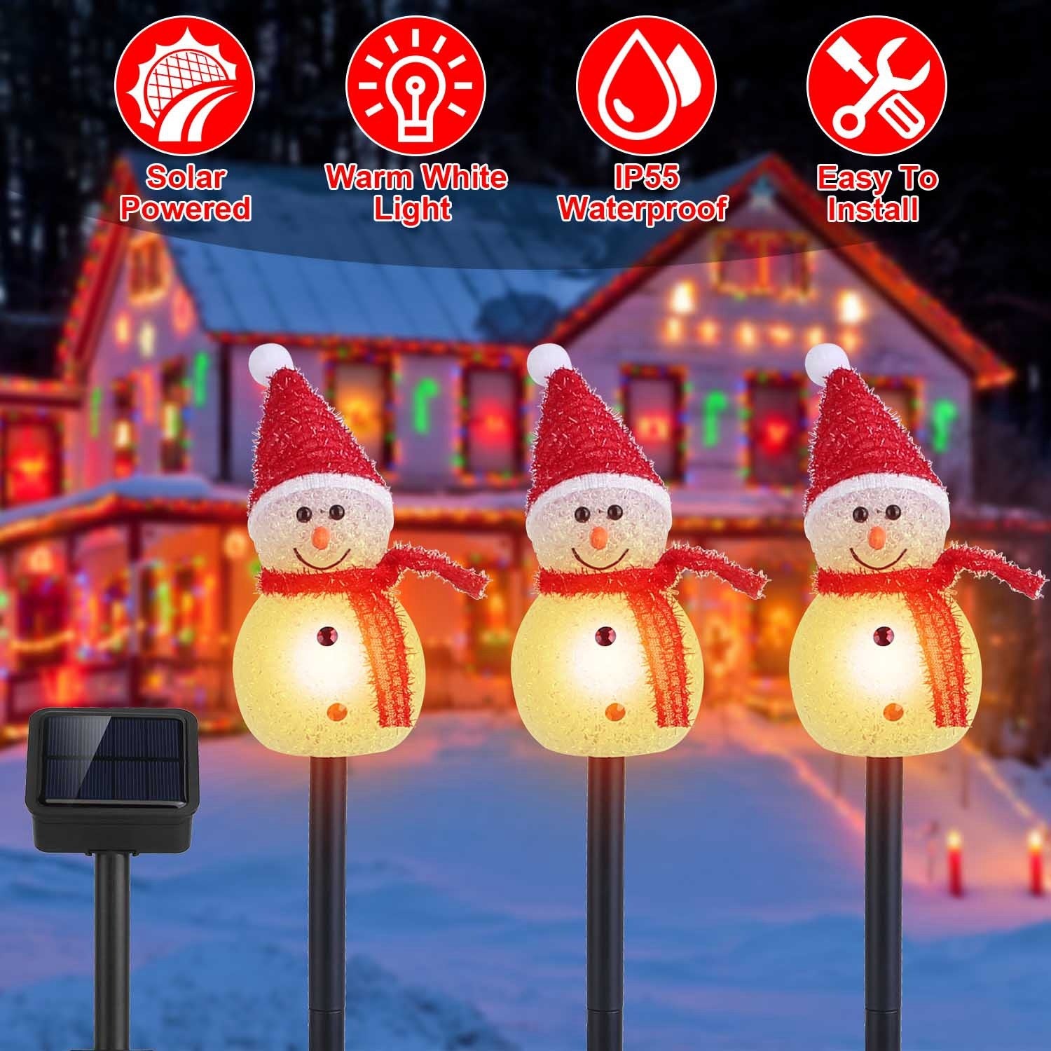 Solar Powered Lamp 3 Snowmen - Patrian Supply Co.