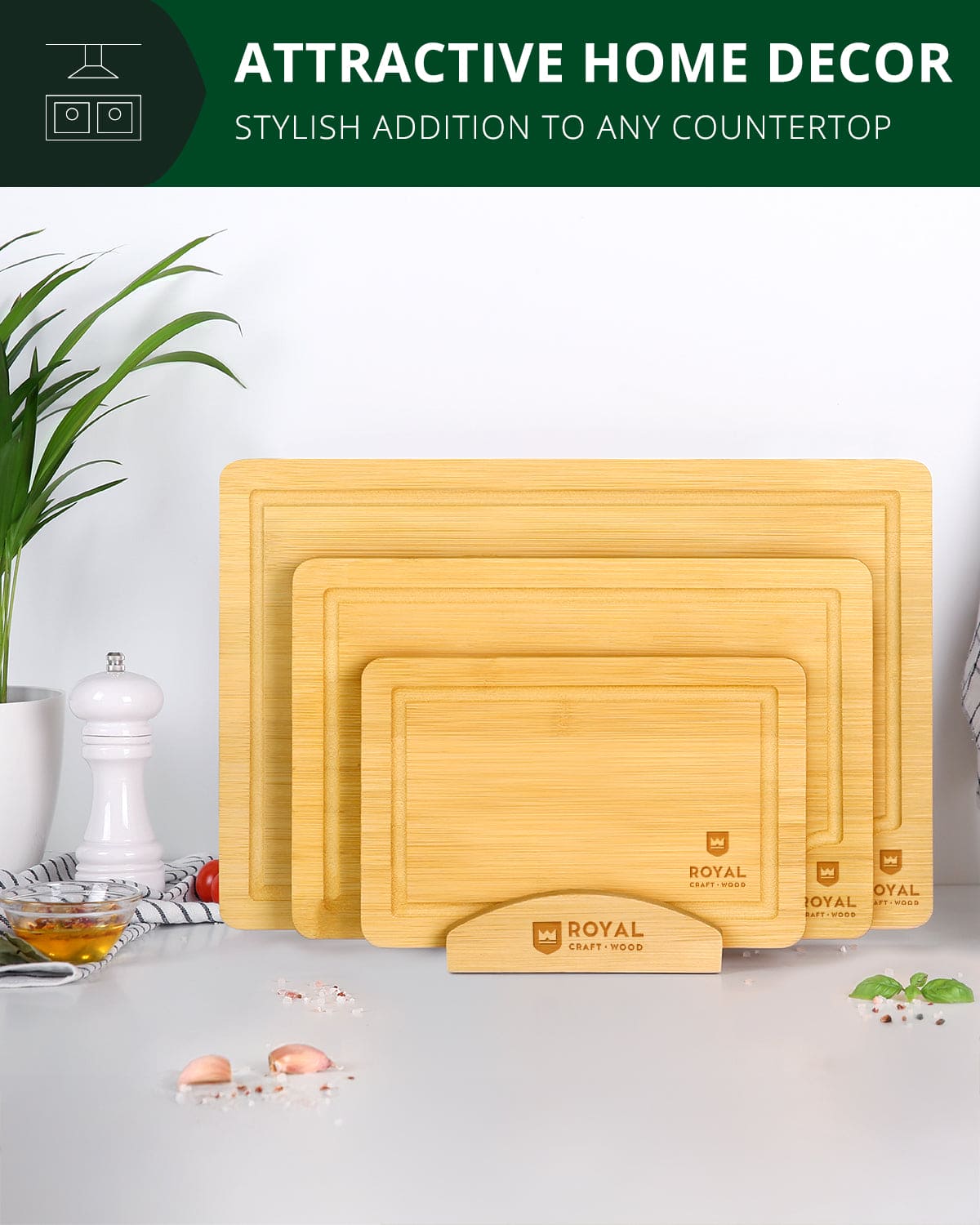 Cutting Board Stand with 3 Slots, Natural - Patrian Supply Co.