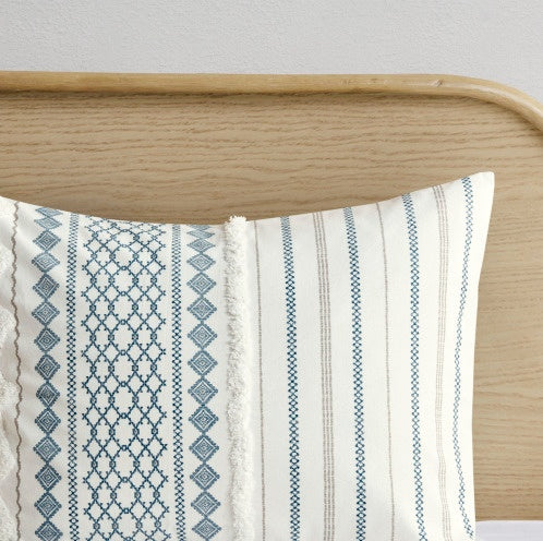 Full Queen Cotton Printed Duvet Cover Set With Chenille - Patrian Supply Co.