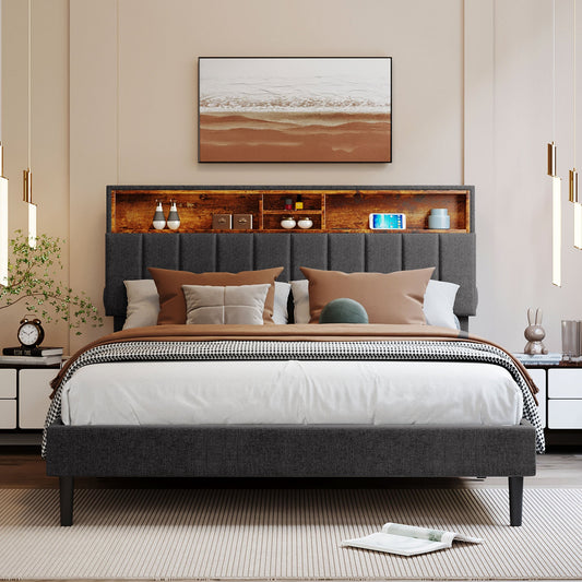 Queen Size Upholstered Platform Bed