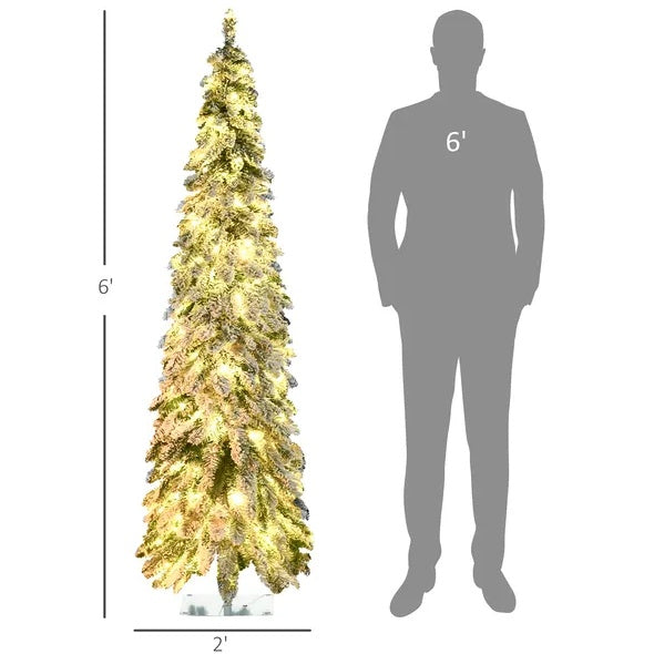 6ft Tall Prelit Pencil Artificial Christmas Tree - Patrian Supply Co.