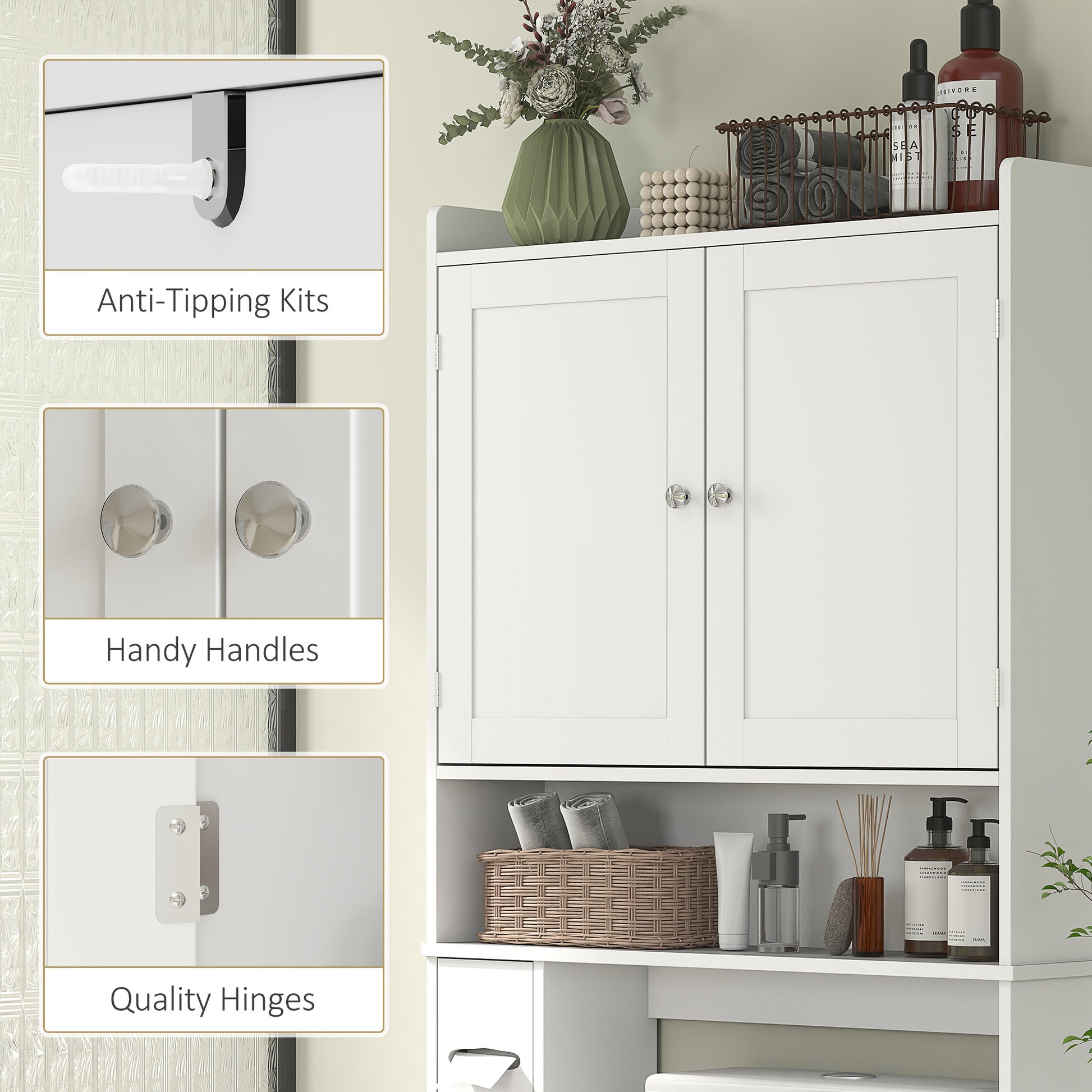 Modern Over The Toilet Storage Cabinet With 2 Doors - Patrian Supply Co.