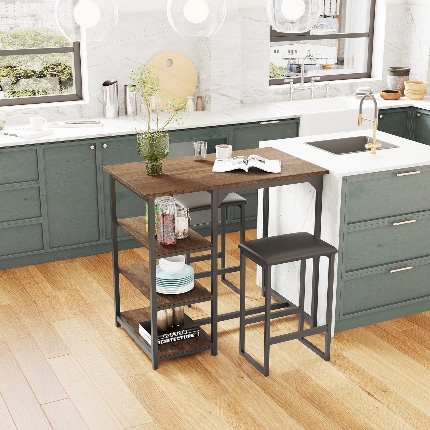 Modern 3-Piece Bar table with 2 Chairs