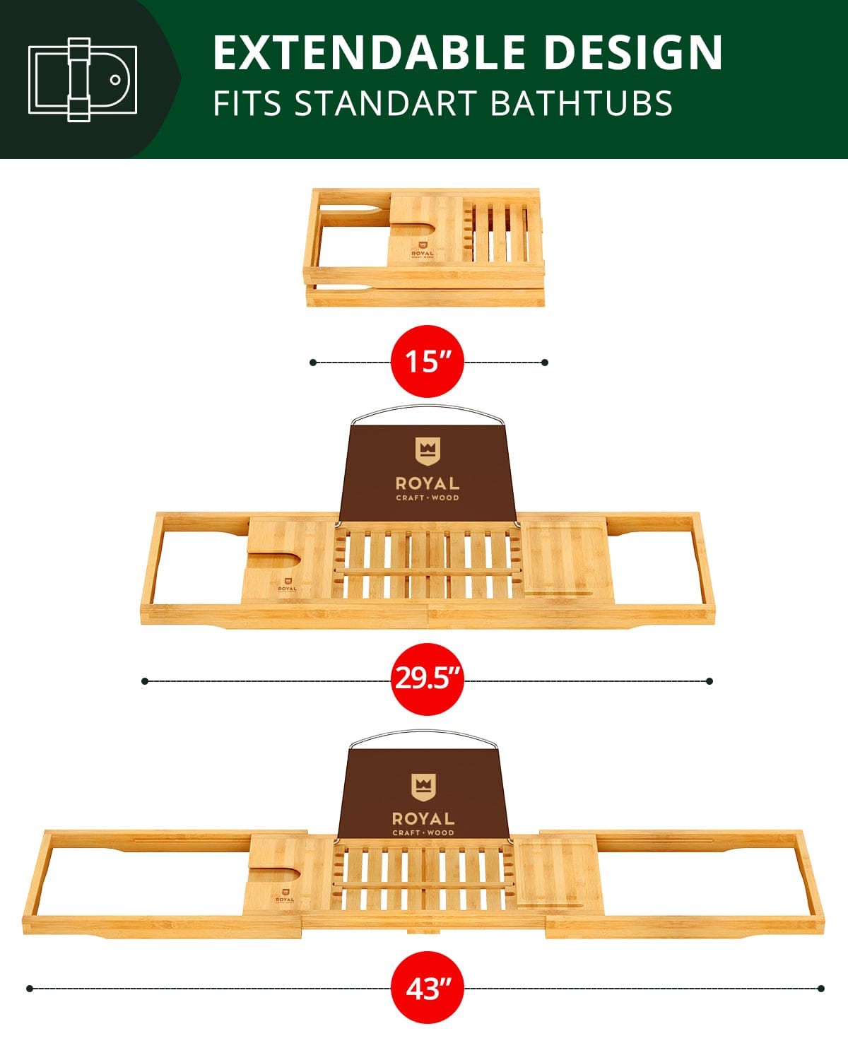 Bathtub Caddy Tray Lite, Natural - Patrian Supply Co.