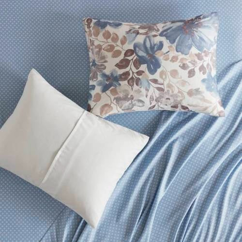 Floral Comforter Set With Bed Sheets Blue Queen - Patrian Supply Co.