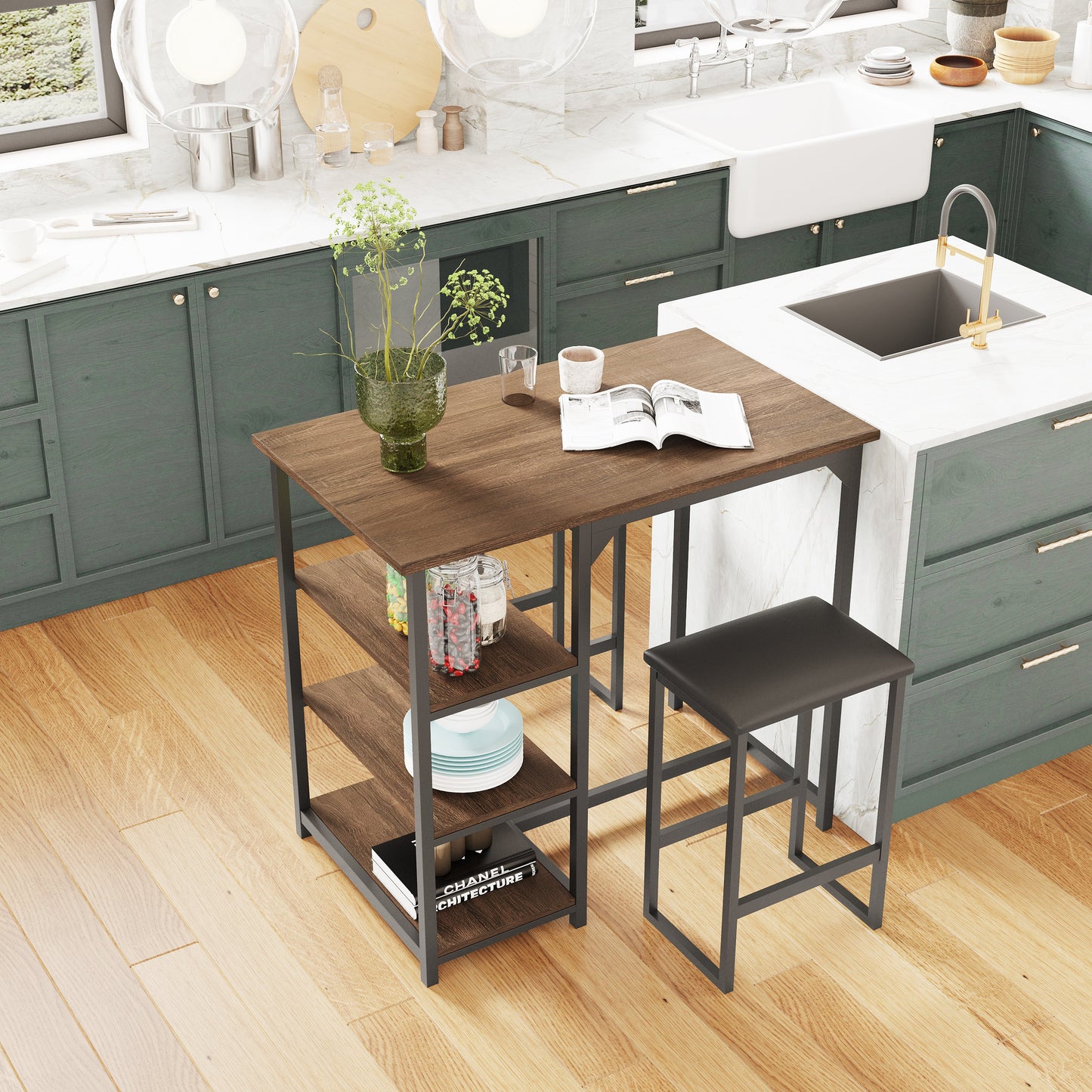 Modern 3-Piece Bar table with 2 Chairs