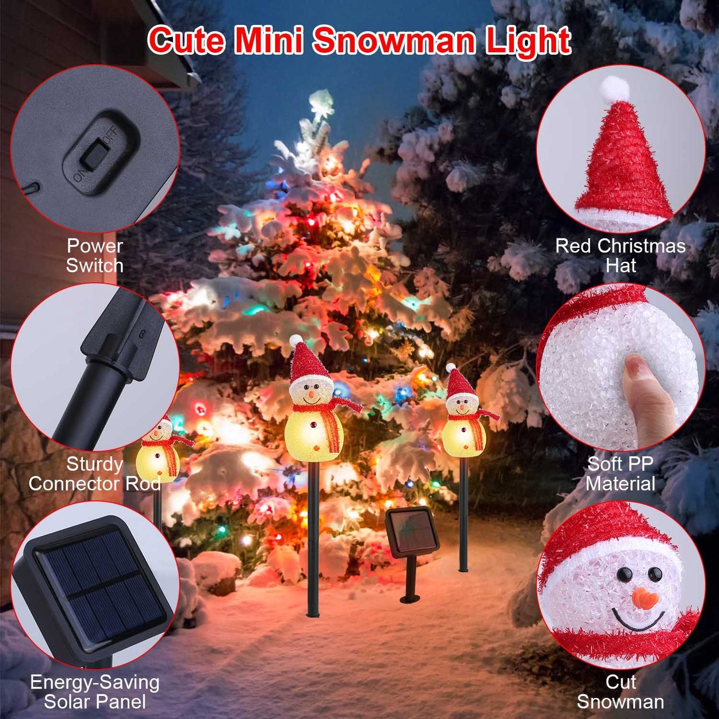 Solar Powered Lamp 3 Snowmen - Patrian Supply Co.