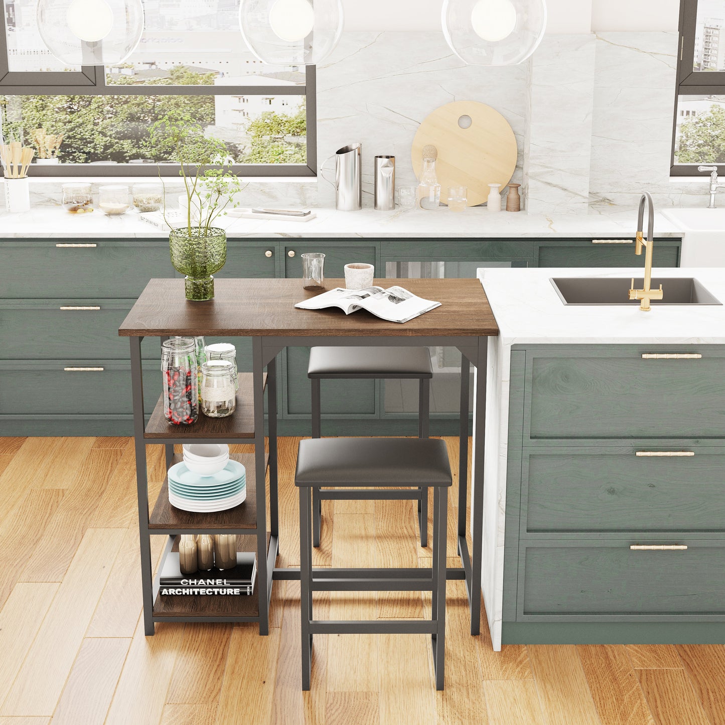 Modern 3-Piece Bar table with 2 Chairs