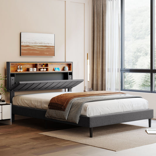 Queen Size Upholstered Platform Bed