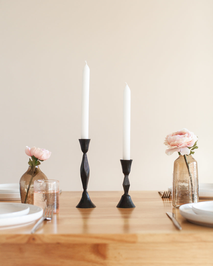 Low Diamond Hand-Forged Iron Candle Stand - Patrian Supply Co.