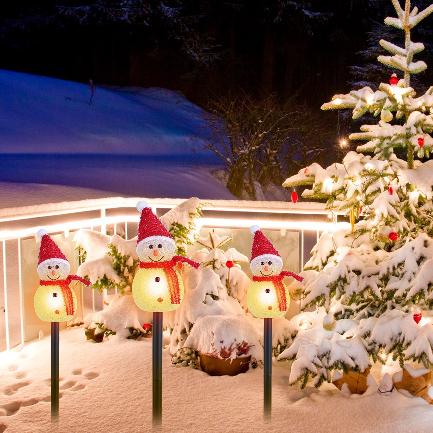 Solar Powered Lamp 3 Snowmen - Patrian Supply Co.