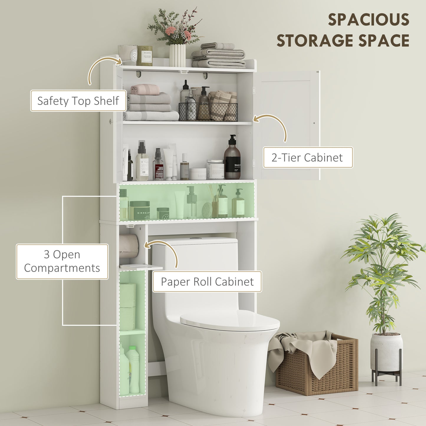 Modern Over The Toilet Storage Cabinet With 2 Doors - Patrian Supply Co.