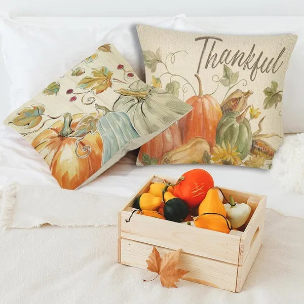 Thanksgiving Fall Throw Pillows Cushion Case 18x18in Set Of 4 - Patrian Supply Co.