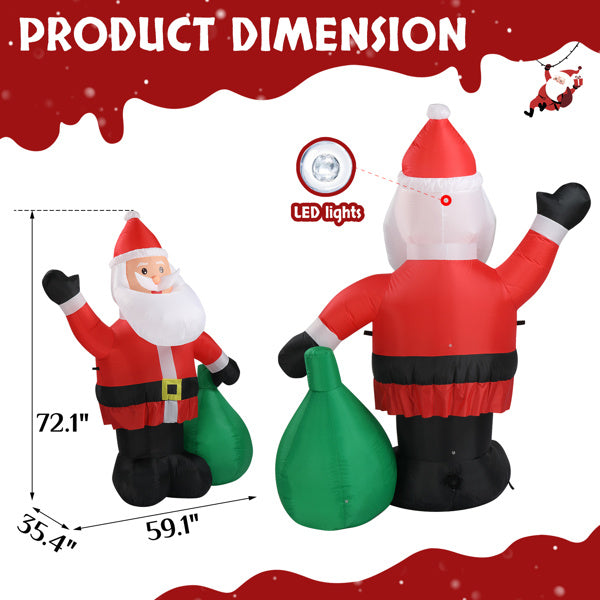 6ft Gift Santa Claus 4 LED Lights Christmas Inflatable Decoration - Patrian Supply Co.
