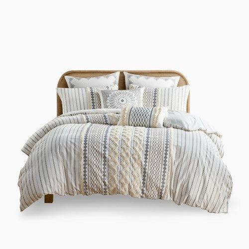Full Queen Cotton Printed Duvet Cover Set With Chenille - Patrian Supply Co.