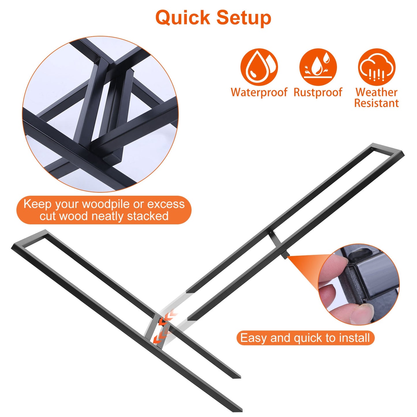 1Pc Firewood Log Rack 220LBS Steel Wood Lumber Storage