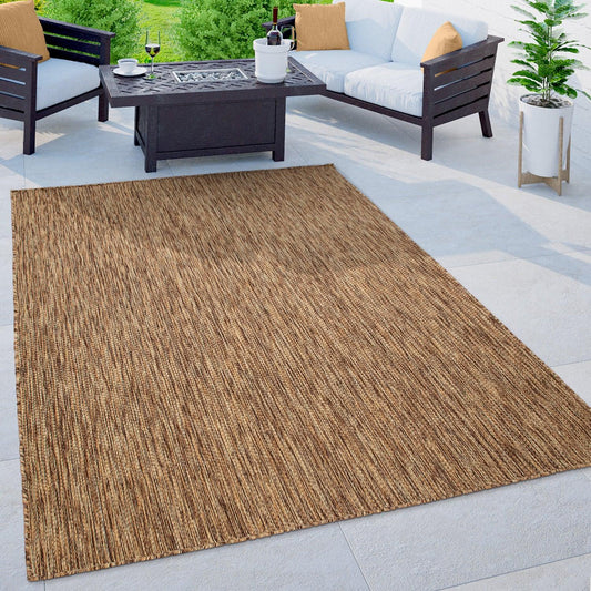 Solid Outdoor Rug for Patio or Balcony weatherproof in Mottled Brown Beige - Patrian Supply Co.