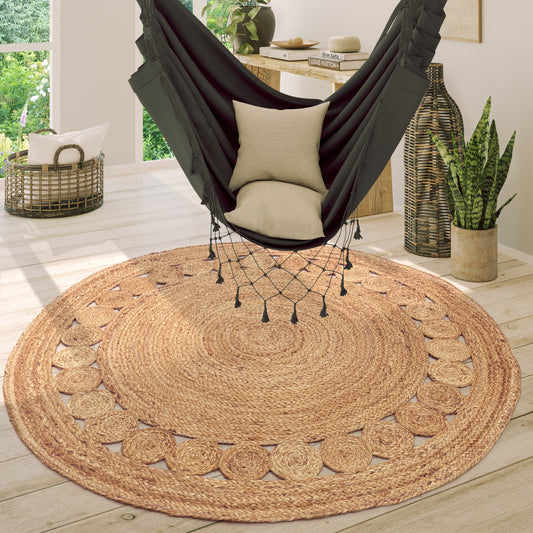 Boho Rug Kaia Hand-Made with Natural Colors & Jute Fibers - Patrian Supply Co.