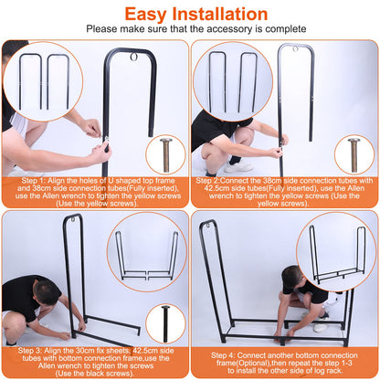 1Pc Firewood Log Rack 2500LBS Iron Wood Lumber Storage