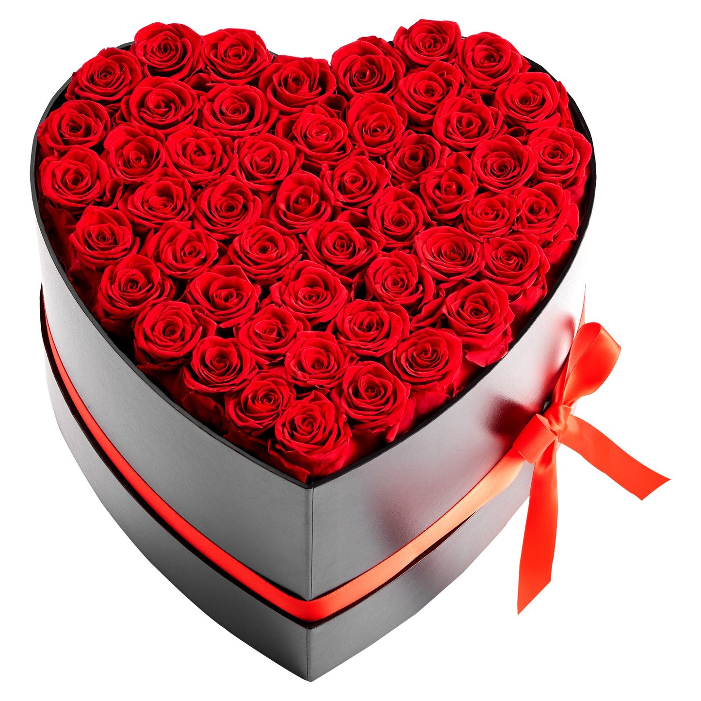 Forever Flowers, 50 Preserved Roses in A Heart Shape Box