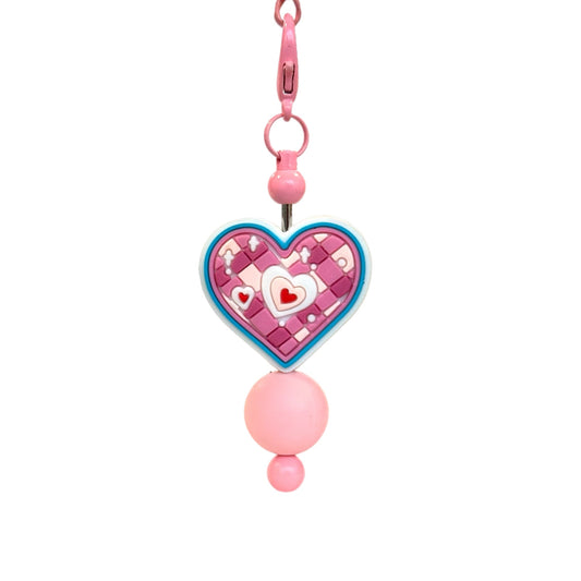 Patchwork Heart Bar Charm - Tumbler Handle Charm