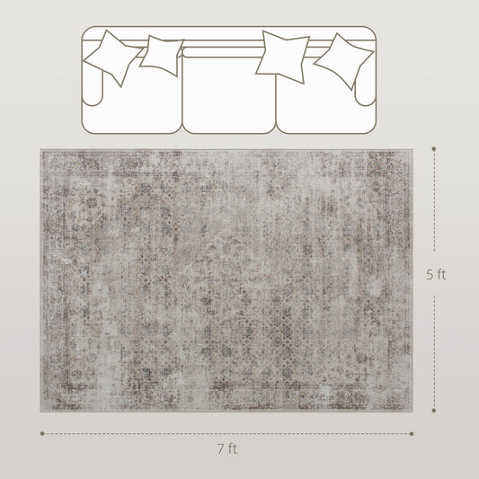 Machine Washable Area Rug 5x7