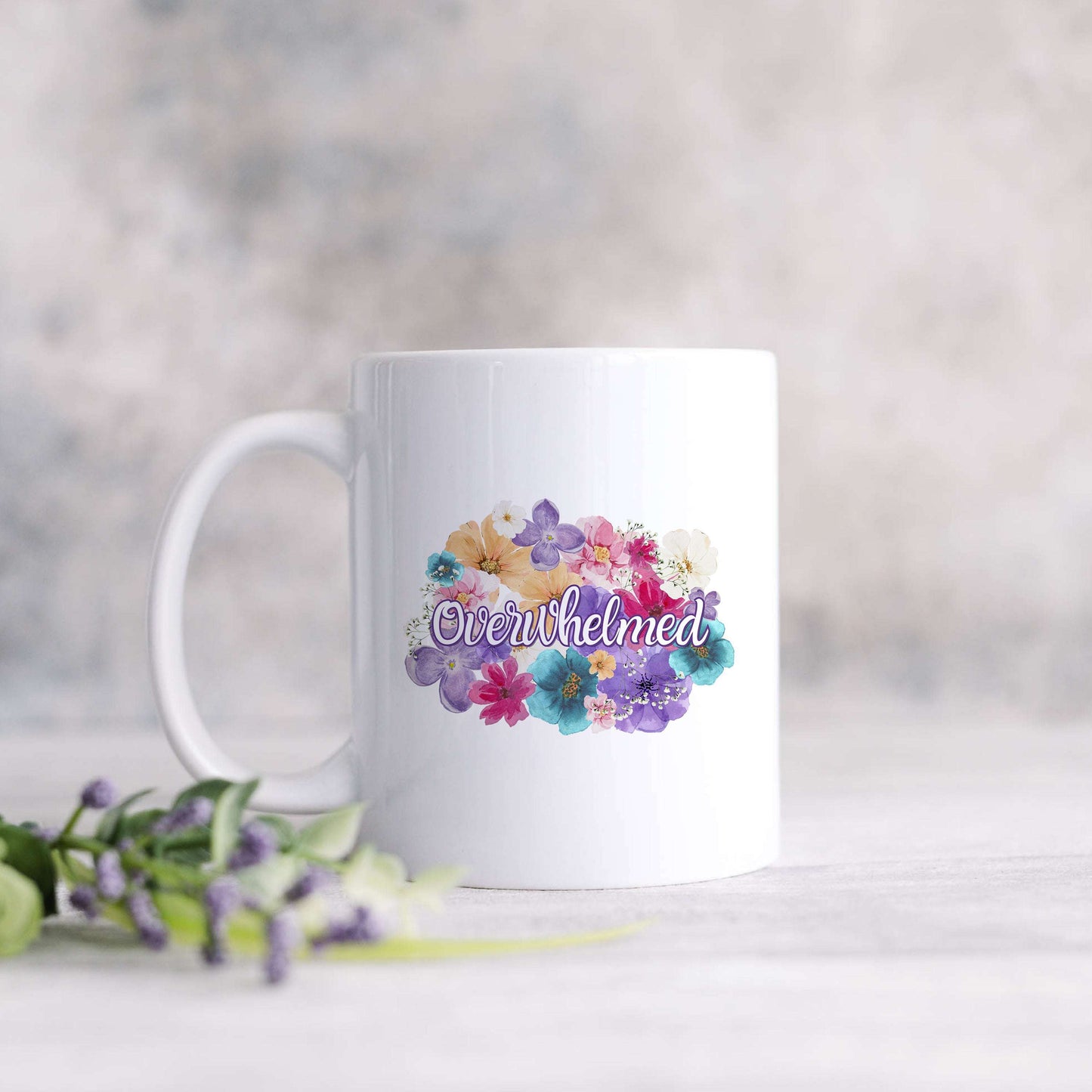 Overwhelmed Flowery Language Mug