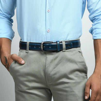 Eclipse Blue Leather Belt
