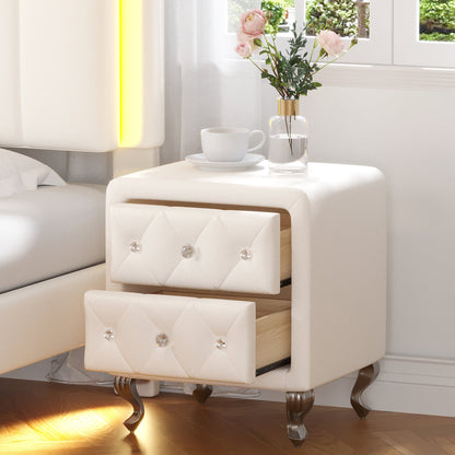 Elegant bedside table with 2 drawers and crystal handles