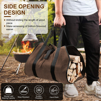 1Pc Firewood Carrier Bag with Handle Durable