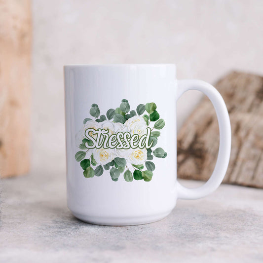 Stressed Flowery Language Mug