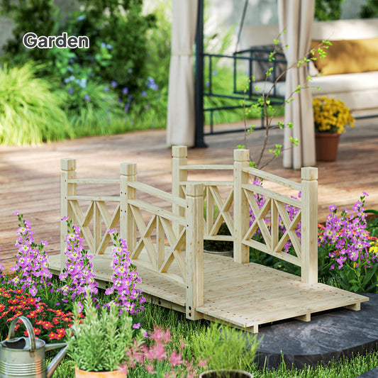 5 Ft. Wooden Garden Bridge Footbridge For  Ponds, Creeks, Streams, Nature Wood