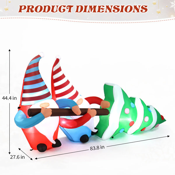7 FT Lighted Christmas Inflatable Decoration, Inflatable Gnomes Pulling Christmas Tree - Patrian Supply Co.