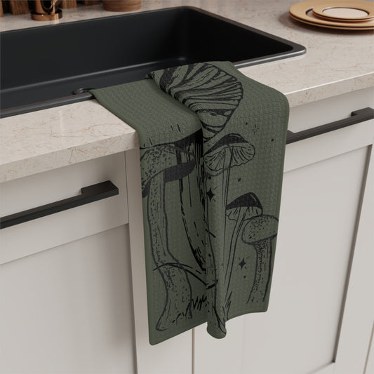 Mushroom Art Microfiber Tea Towel