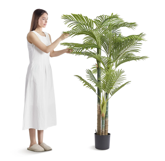 Artificial Gold Cane Palm Tree, 6.5 FT Tall