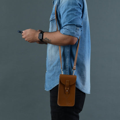 Cocoa Brown Mobile Case With Strap