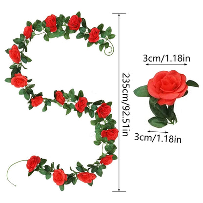 2 Artificial Rose Vine Flowers 16 FT Hanging Garland