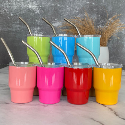 New! Mini Stainless Steel Tumbler with Straw