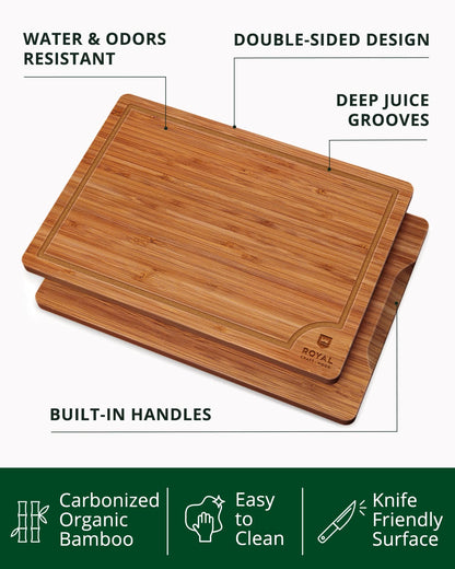 Cutting Board Set of 3, Bamboo, Brown