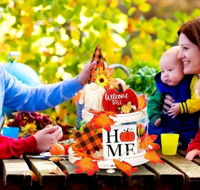 Fall Gnome Tiered Tray Decorations Set - Patrian Supply Co.