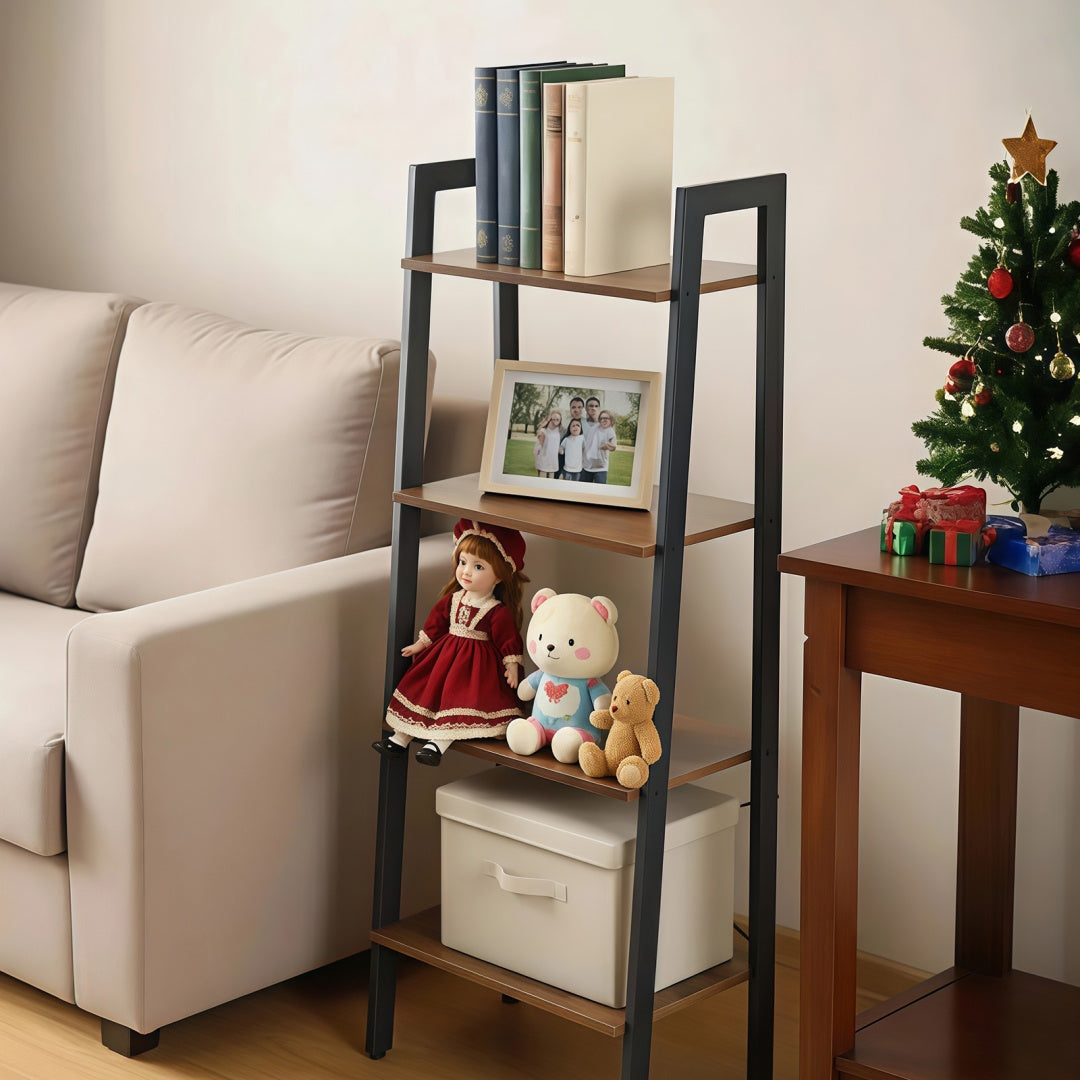 4-Tier Ladder Shelf, Bookcase Storage & Display Shelf