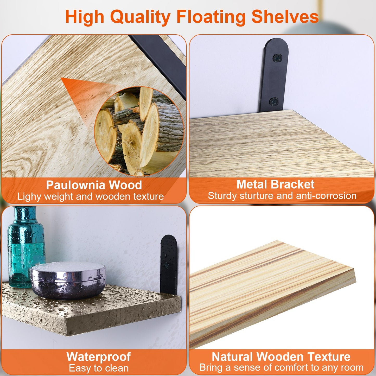 6 Sets Floating Shelves 15.74x5.74Inch