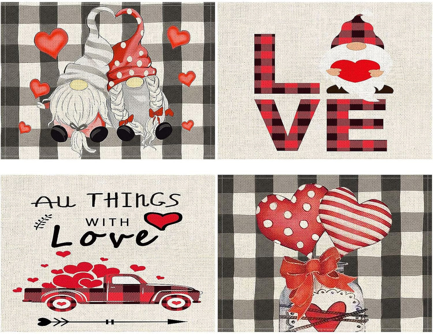 Valentines Day Placemats Set Of 4, 17x12.5 Inches