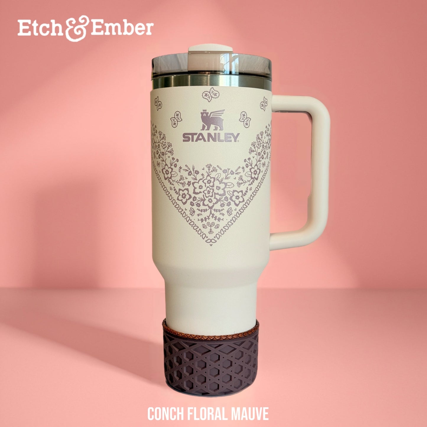 Conch Floral Mauve WAFFLE Tumbler Boot -fits 20-40oz