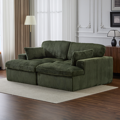 Indoor double chaise lounge chair featuring an oversized upholstered sleeper cloud couch with deep seats