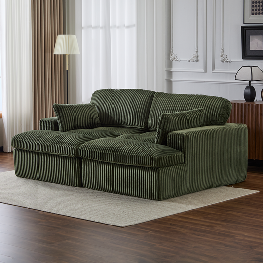 Indoor double chaise lounge chair featuring an oversized upholstered sleeper cloud couch with deep seats