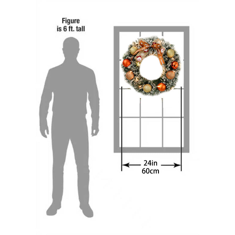 60cm Christmas Wreath with Glitter Balls & LED Lights - Patrian Supply Co.
